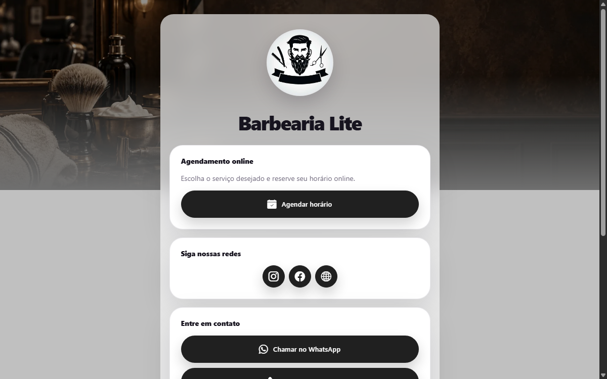 Demonstração do site Barbearia Lite