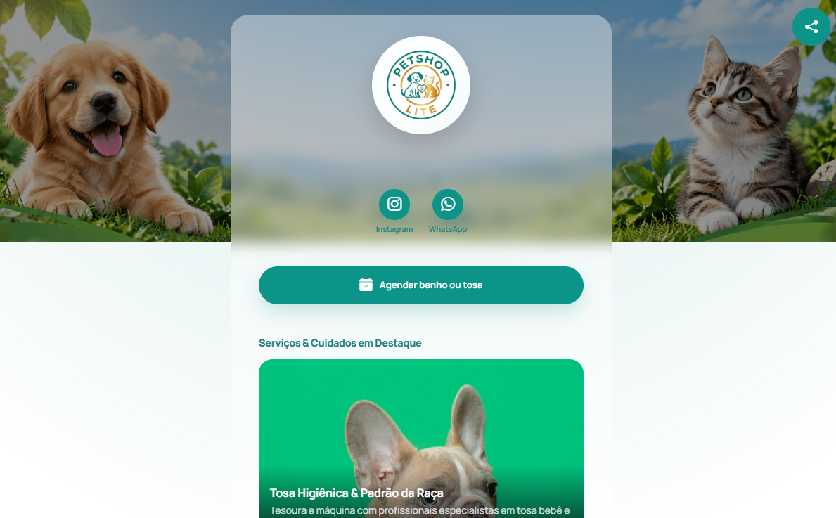 Demonstração do site PetShop Lite