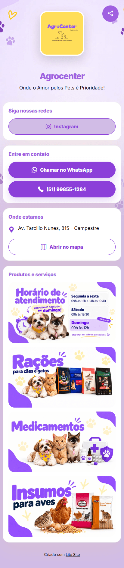 Modelo de Lite Site Agropecuária